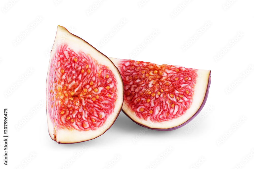 Half of the figs on a white background Half of the figs on a white background