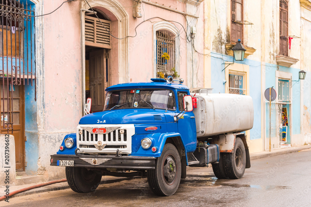 CUBA, HAVANA - MAY 5, 2017: Russian truck zil. Copy space for text.
