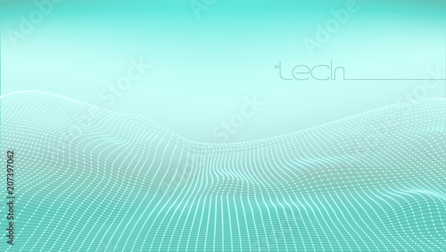Abstract 3D Digital Grid Terrain Landscape Background