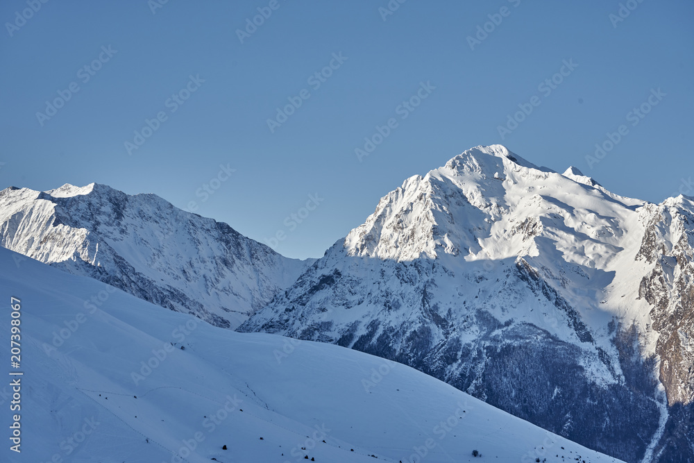 Sunrise Over Snow Capped Pyrenean Mountains