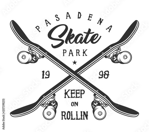 Vintage monochrome sport skateboarding logo