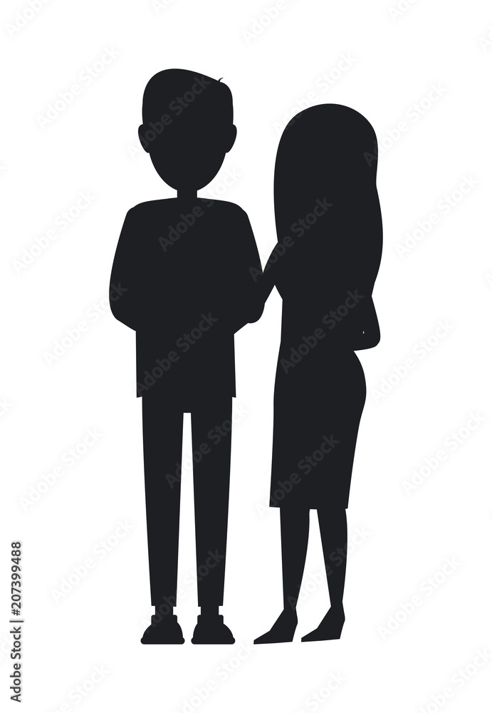 Man and Woman Silhouettes, Young Family Banner