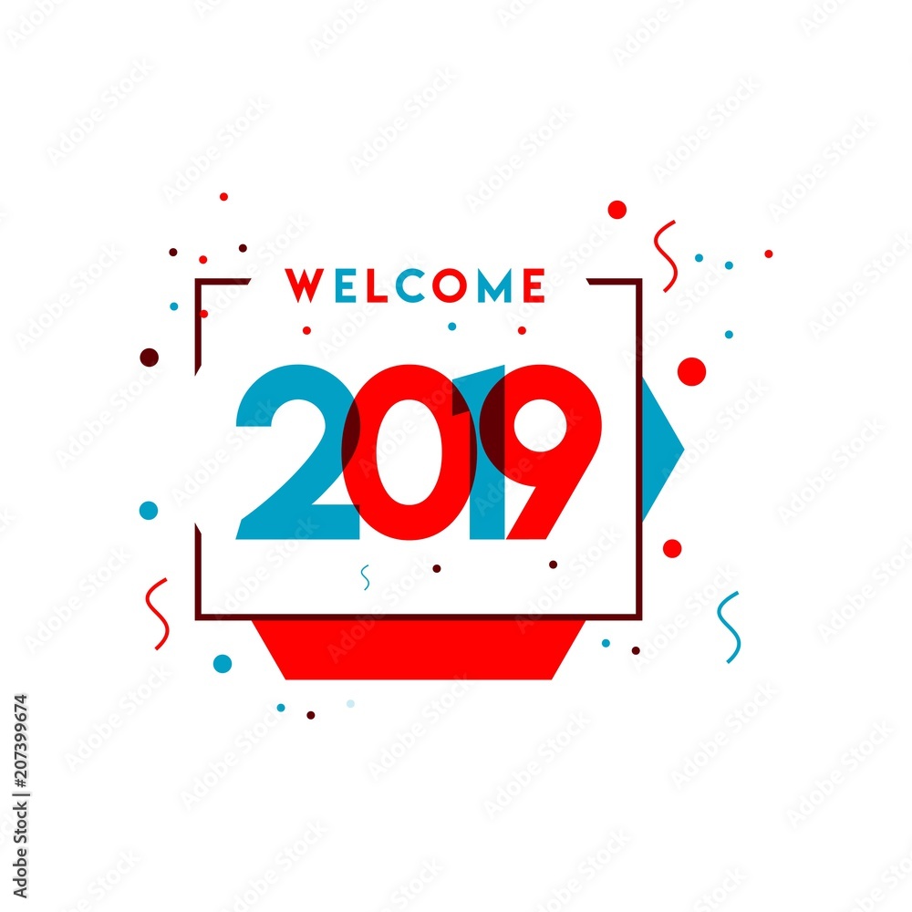 Naklejka Welcome 2019 Vector Template Design Illustration