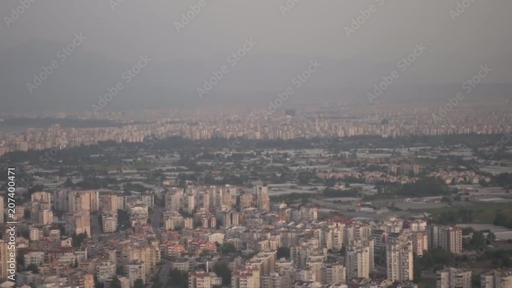 view of the city of Antalya from the airplane window view of the city of Antalya from the airplane window