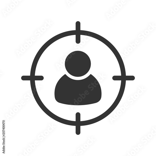 Поиск клиента интернет-маркетинг, иконка. Плоский дизайн.