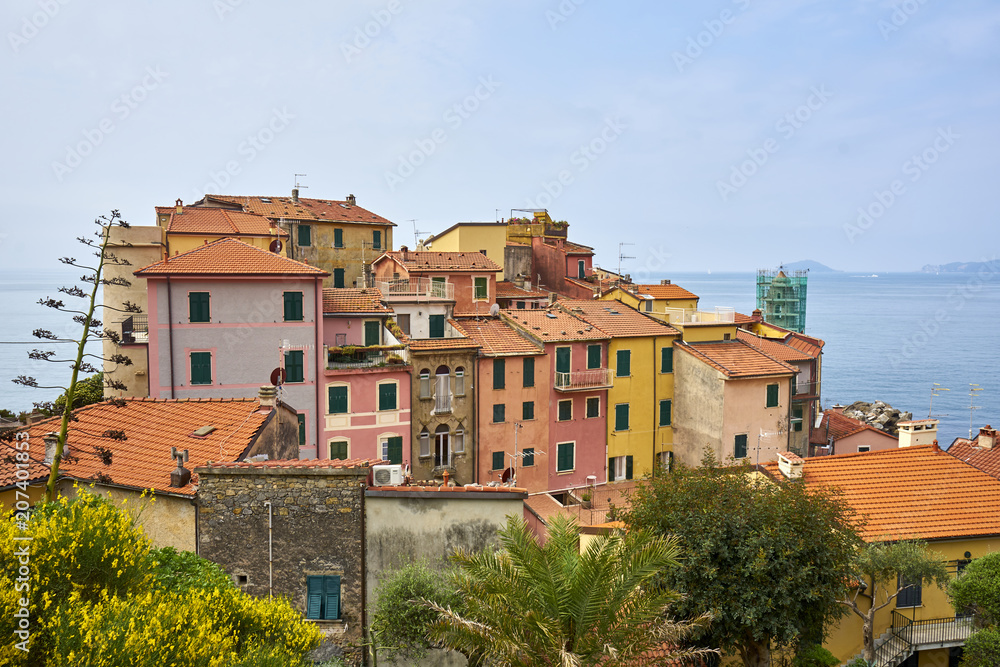 Scenic View Cityscape and Seascape of Tellaro Liguria Italy