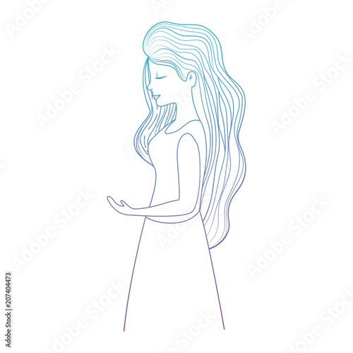 beautiful woman with long hair vector illustration design
