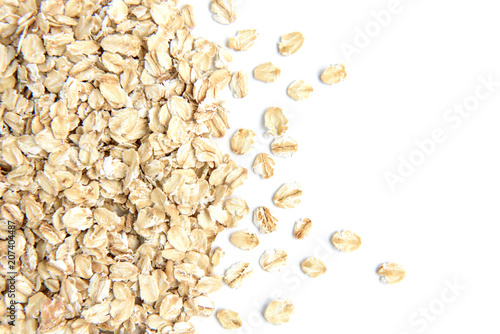 Rolled oats isolated on white background. photo