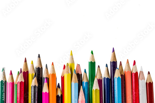 Back to school concept - color pencils isolated on white background