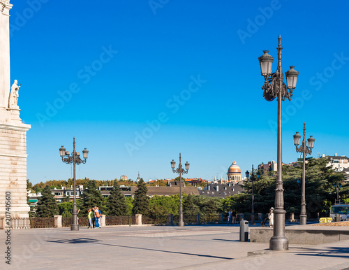 MADRID, SPAIN - SEPTEMBER 26, 2017: View of the square near the Royal Palace. Copy space for text © ggfoto