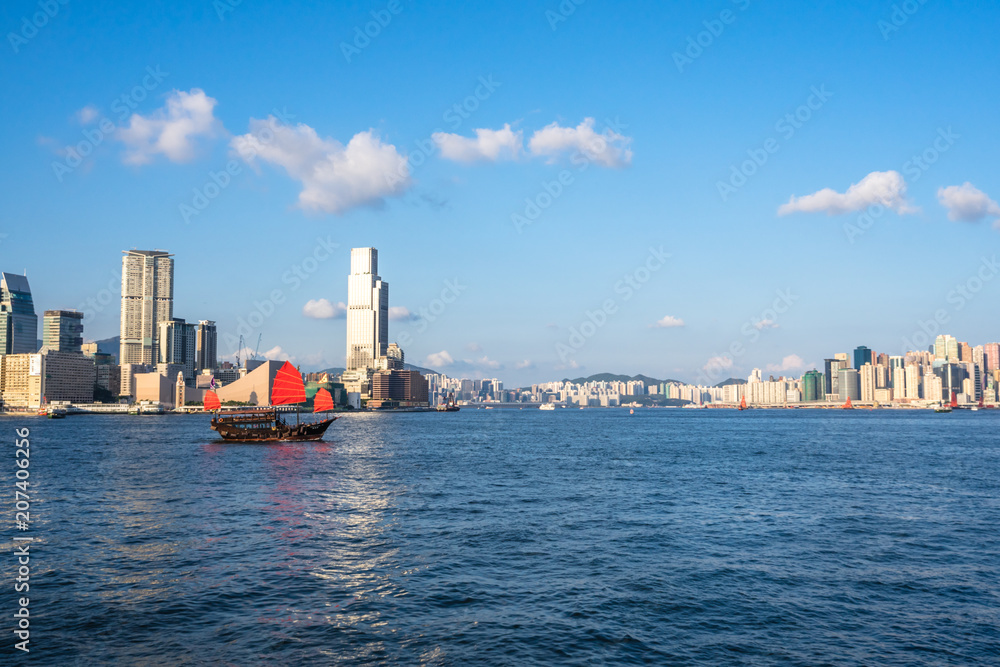 city skyline in hongkong china