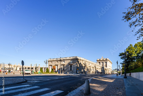 MADRID, SPAIN - SEPTEMBER 26, 2017: View of the Royal Palace building. Copy space for text.