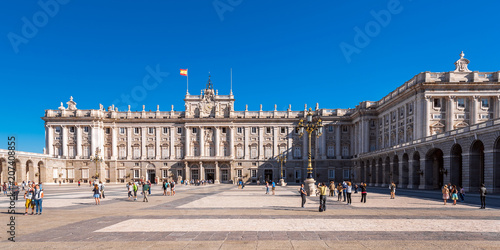 MADRID, SPAIN - SEPTEMBER 26, 2017: View of the Royal Palace building. Copy space for text.