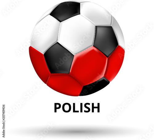 Polish card with soccer ball in colors of national flag.