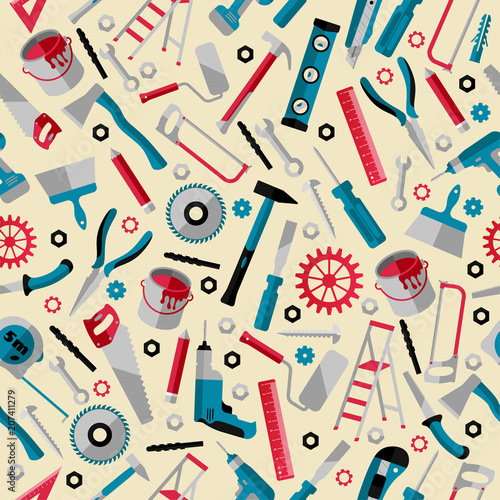 Working tools background labor day seamless pattern