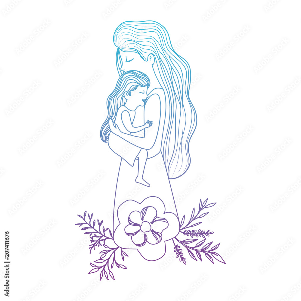 mother lifting daughter with floral decoration vector illustration design mother lifting daughter with floral decoration vector illustration design