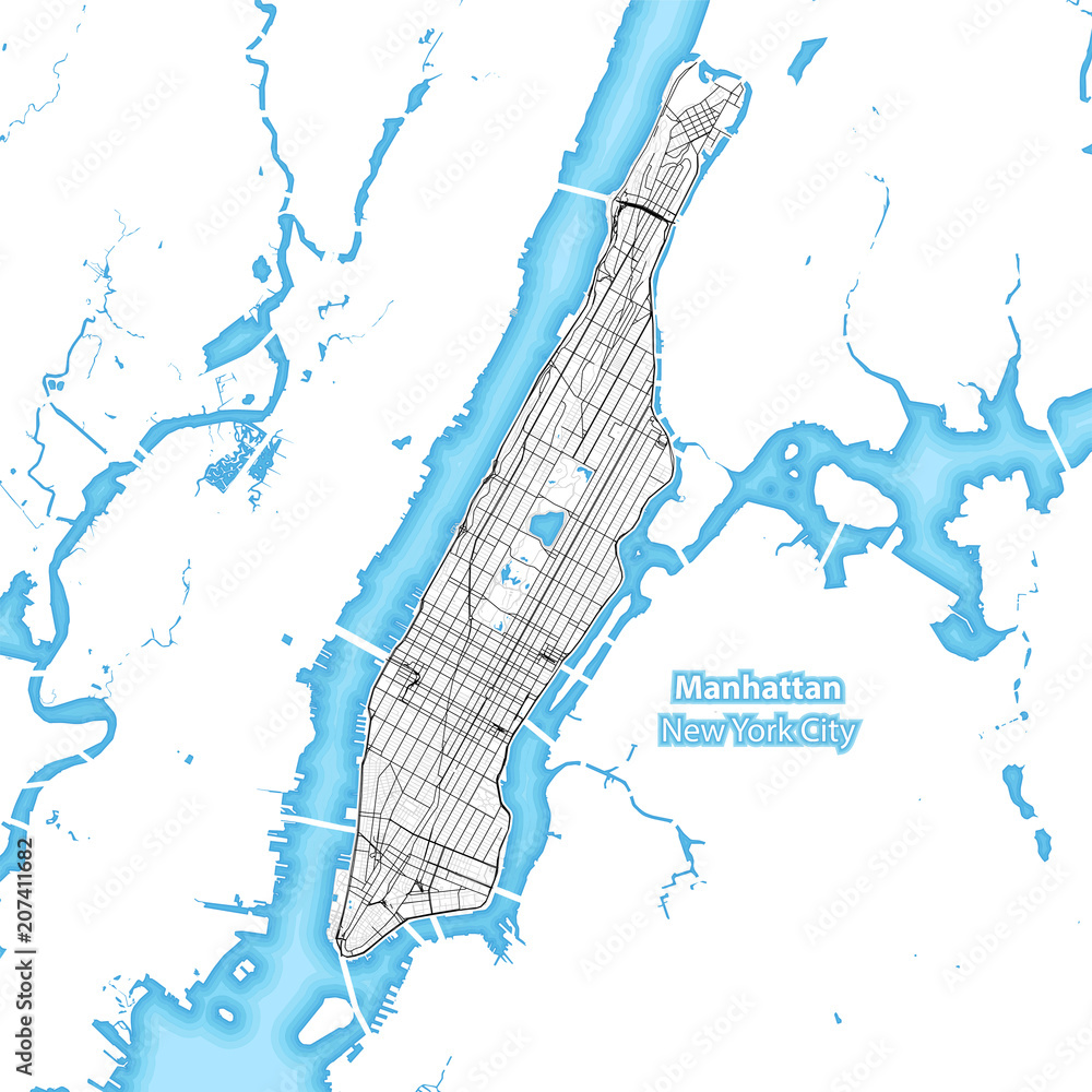 New York City Islands Map Map Of The Island Of Manhattan, New York City Stock Vector | Adobe Stock