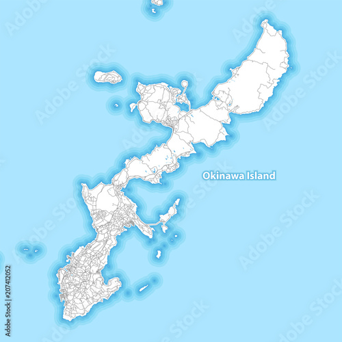 Map of Okinawa Island, Japan