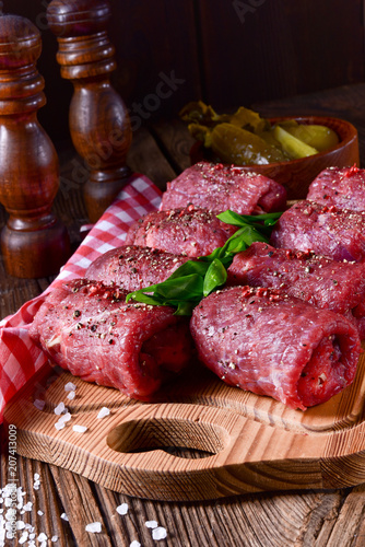 a fresh and tasty true raw beef roulades