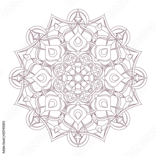 Line art of mandala designed for coloring
