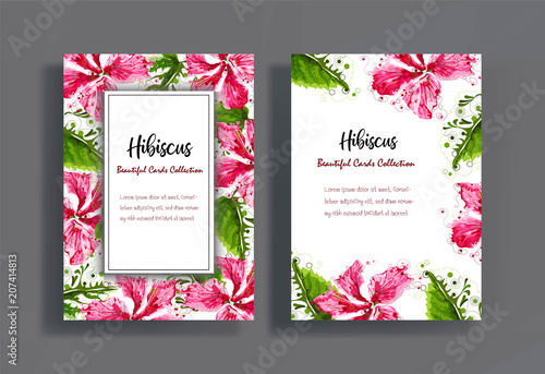 Cards design  with hibiscus flowers