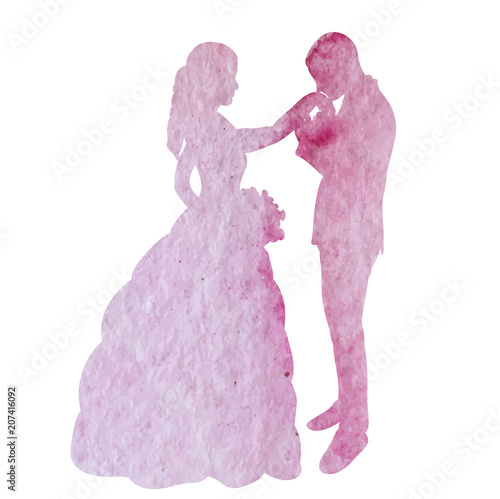  icon, watercolor silhouette of the bride and groom