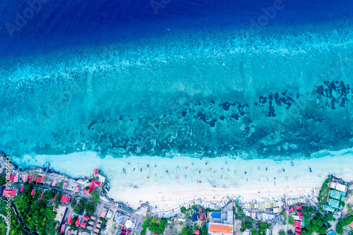 Aerial View of Beautiful Beach with Turquoise Water, Tanjung Bira South Sulawesi Indonesia