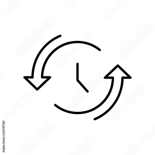 Time icon in modern line style. Time logo. Clock with arrows vector icon