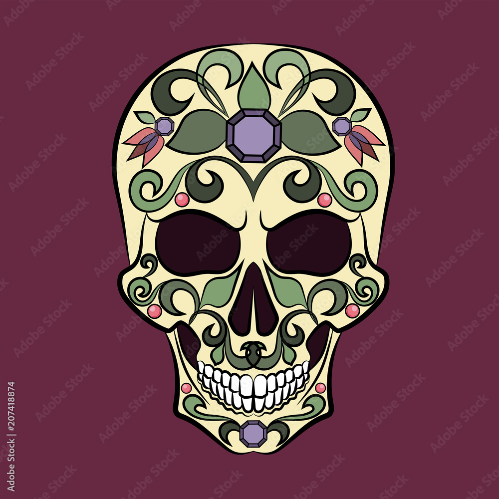 Mexican skull with floral ornament Mexican skull with floral ornament