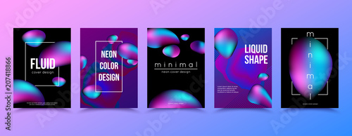 Fluid shapes. Liquid poster collection, vector illustration