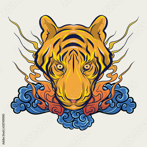 Japanese style tiger vector illustration