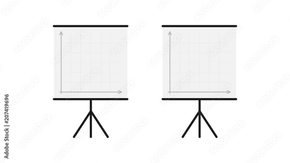 Flip chart with graph. Two options graphs. Alpha channel. Flip chart with graph. Two options graphs. Alpha channel.