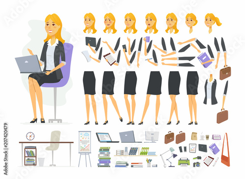 Pretty businesswoman - vector cartoon people character constructor