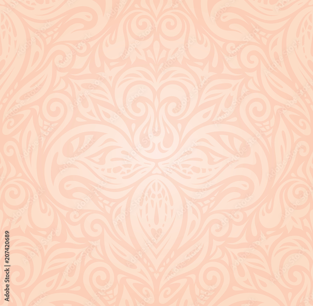 Retro floral Pale ecru decorative vector pattern wallpaper design Retro floral Pale ecru decorative vector pattern wallpaper design