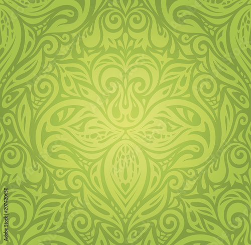 Green Floral Retro vintage wallpaper vector design backround