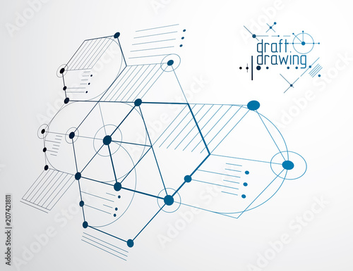 Mechanical engineering technology vector abstract background, cybernetic abstraction with innovative industrial schemes.