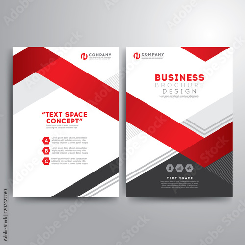 Business brochure template red gray geometric shapes