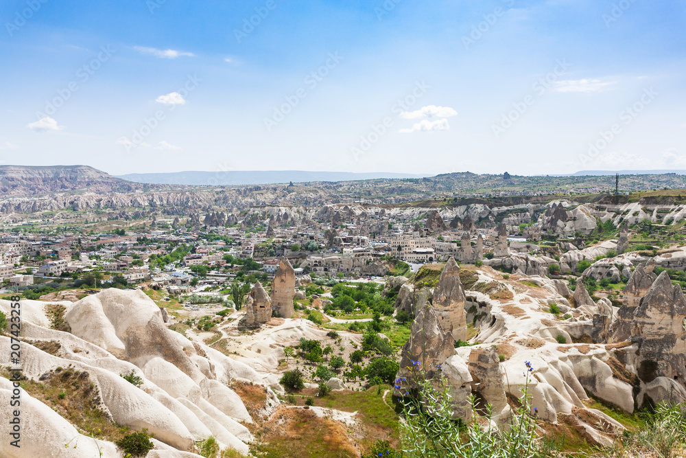 above view of rock houses and Goreme town