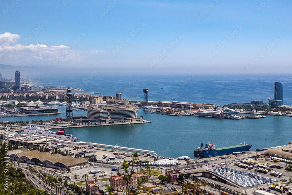 Harbor of Barcelona in a sunny day