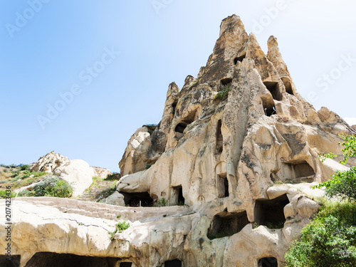 ancient cave chapel in rock near Goreme town