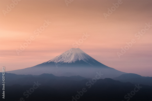 Top of Mt. Fuji with sunrise sky in spring season © torsakarin