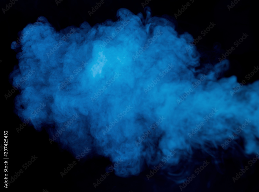 Abstract blue smoke on a dark background