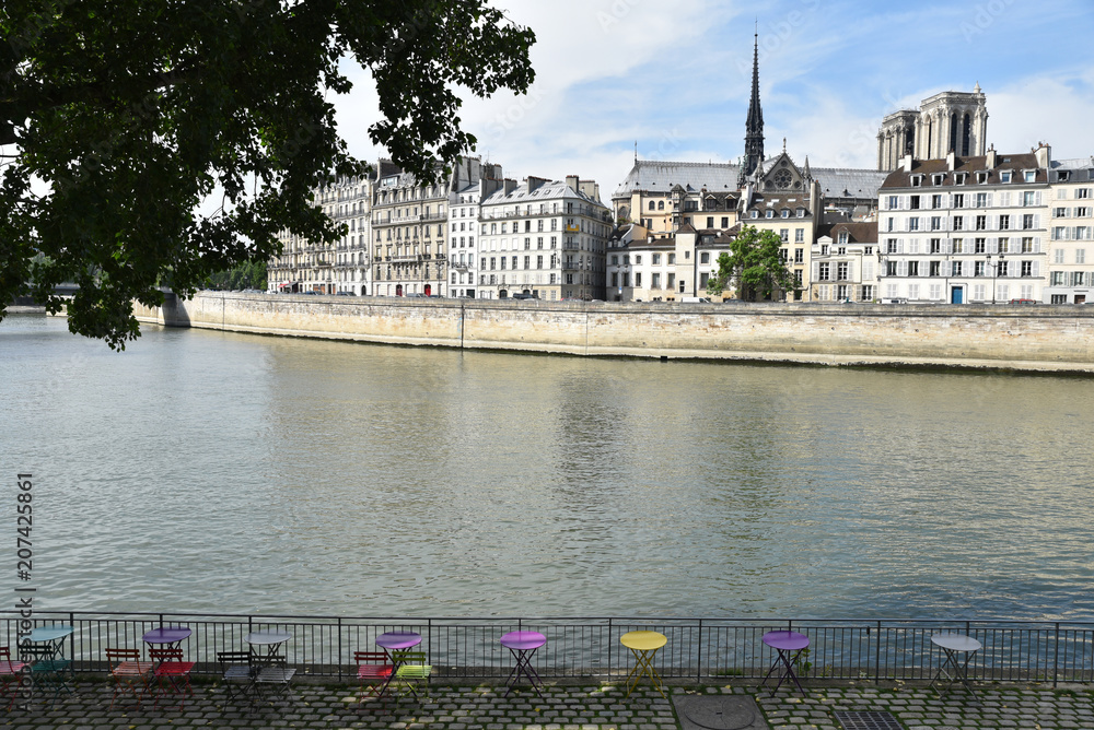 Naklejka premium Ile de la Cité et quais de Seine à Paris, France