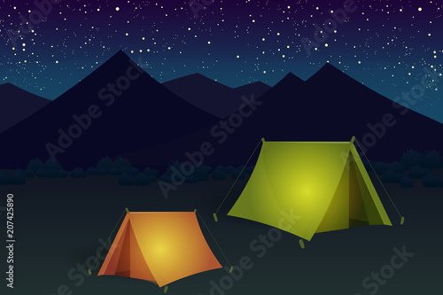 Zelten unter Sternenhimmel