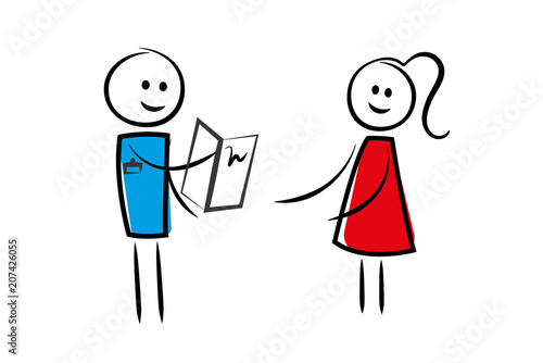 Frau lässt sich beraten - Mann