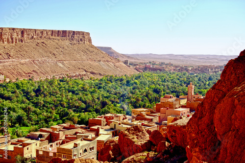 Views from the top of the Valley. Photograph taken in the gorges of Dades to the town of Tamellalt in Morocco. photo