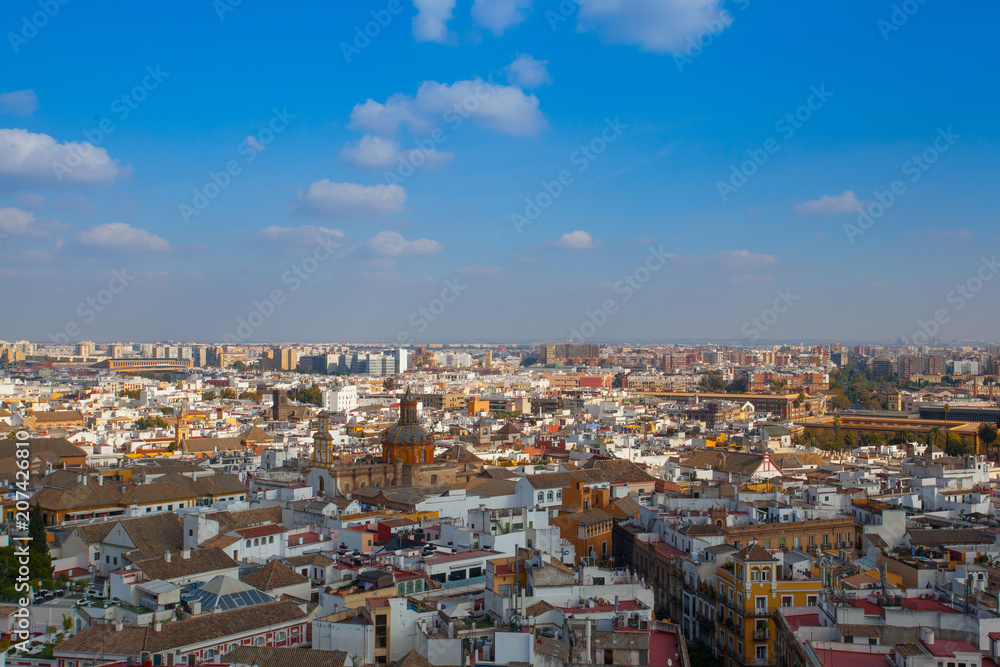 Aerial view from the top of Seville Cathedral, Spain.