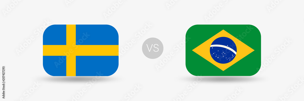 Schweden VS Brasilien - Flaggen