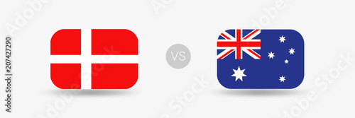 Dänemark VS Australien - Flaggen