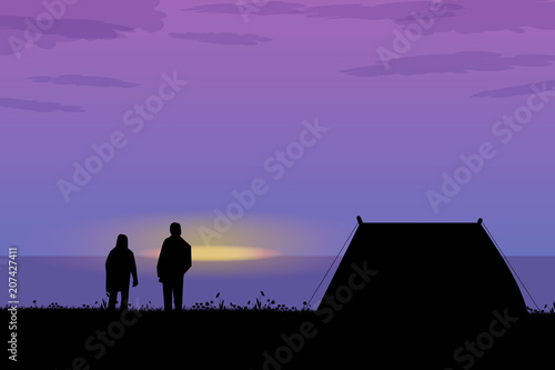 Auswärts Zelten Sonnenaufgang